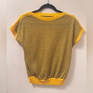 Yellow and Black Patterned Women's Top